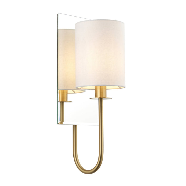 Nelson Lighting NL949514 1 Light Wall Light Satin Brass Plate & Vintage White Fabric