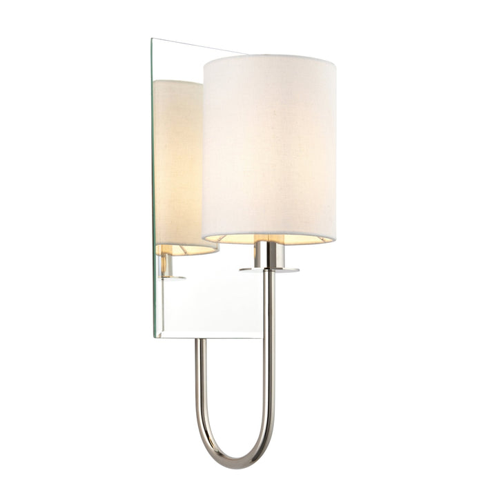 Nelson Lighting NL949515 | Elegance | 1 Light Wall Sconce | Bright Nickel & Vintage White Fabric