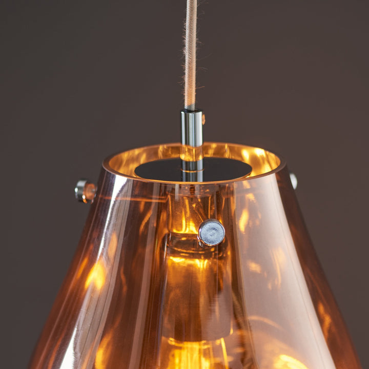 Nelson Lighting NL949516 1 Light Pendant Copper Metallic Glass & Chrome Plate