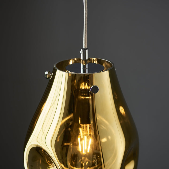 Nelson Lighting NL949518 1 Light Pendant Gold Metallic Glass & Chrome Plate