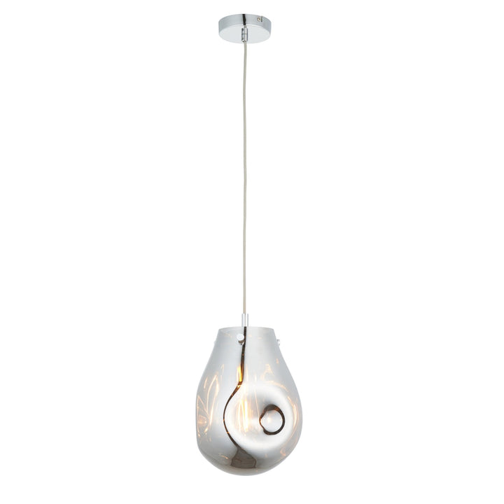 Nelson Lighting NL949519 1 Light Pendant Chrome Metallic Glass & Chrome Plate