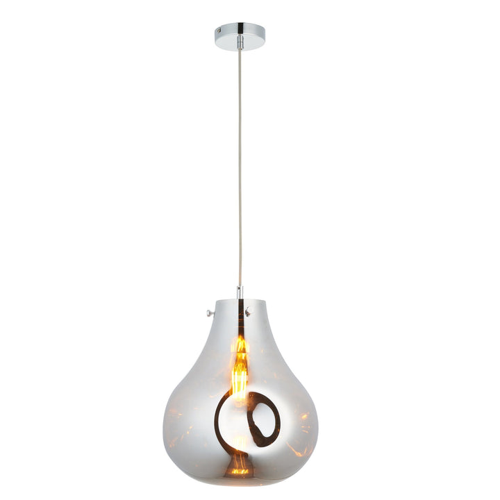 Nelson Lighting NL949788 1 Light Pendant Chrome Metallic Glass & Chrome Plate