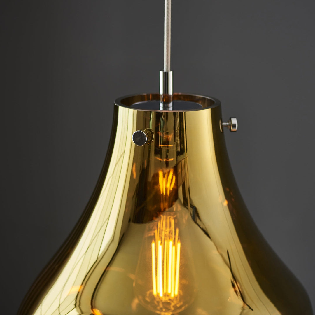 Nelson Lighting NL949789 1 Light Pendant Gold Metallic Glass & Chrome Plate