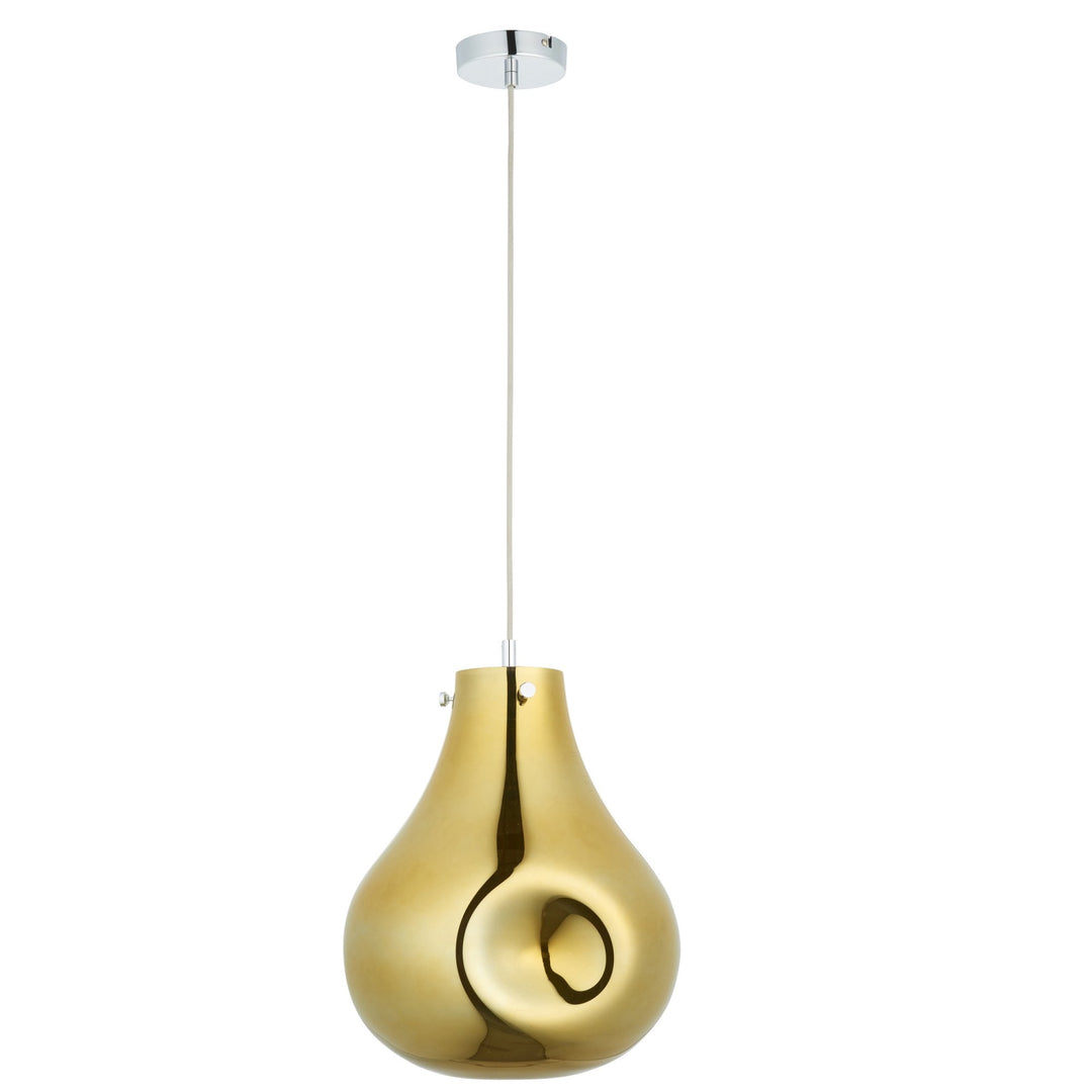 Nelson Lighting NL949789 1 Light Pendant Gold Metallic Glass & Chrome Plate