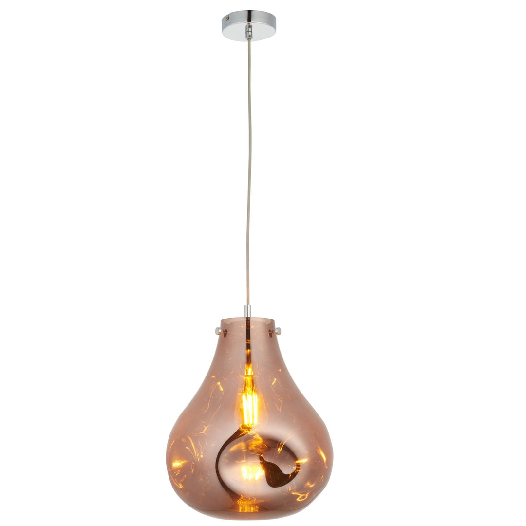 Nelson Lighting NL949790 1 Light Pendant Copper Metallic Glass & Chrome Plate