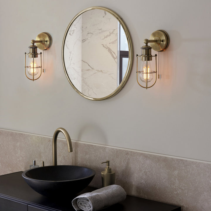 Nelson Lighting NL949952 Bathroom 1 Light Wall Light Antique Brass Plate