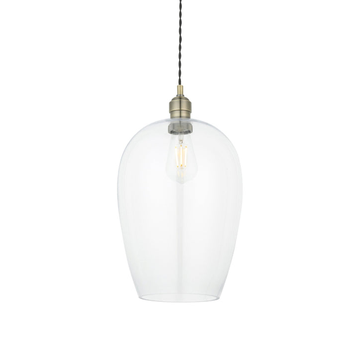 Nelson Lighting NL1400658 | Vintage Brass Pendant with Clear Glass