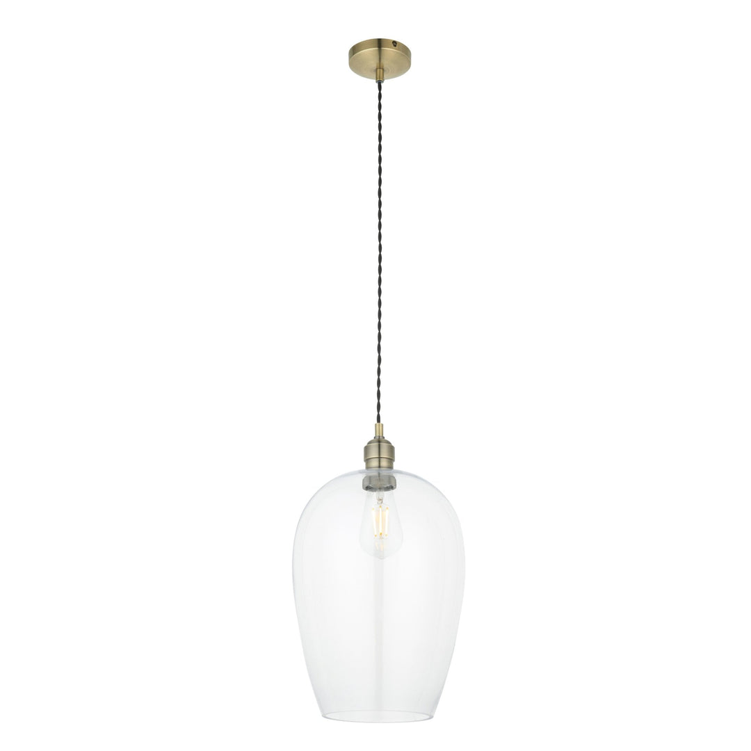 Nelson Lighting NL1400658 | Vintage Brass Pendant with Clear Glass