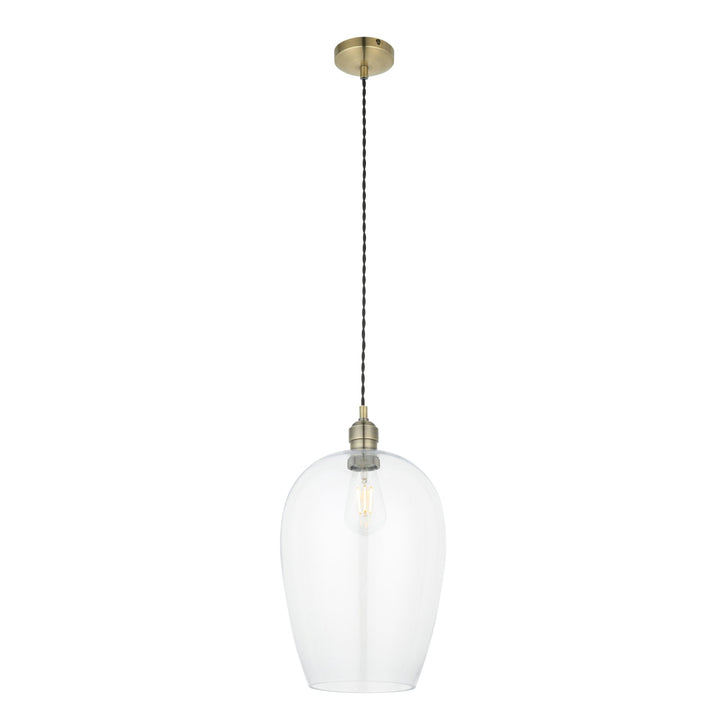 Nelson Lighting NL1400658 | Vintage Brass Pendant with Clear Glass