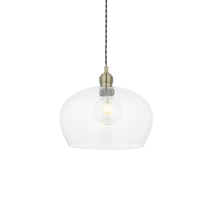 Nelson Lighting NL1400948 | Classic Brass Dome Pendant with Clear Glass