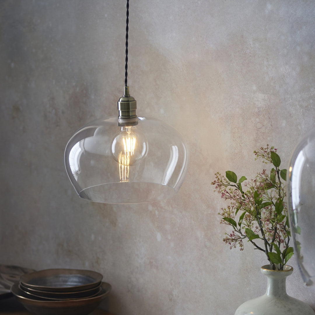 Nelson Lighting NL1400948 | Classic Brass Dome Pendant with Clear Glass