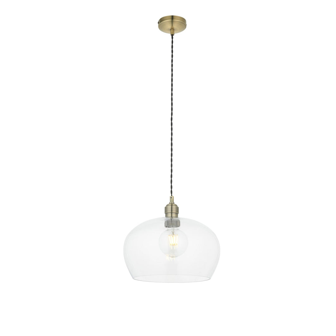 Nelson Lighting NL1400948 | Classic Brass Dome Pendant with Clear Glass