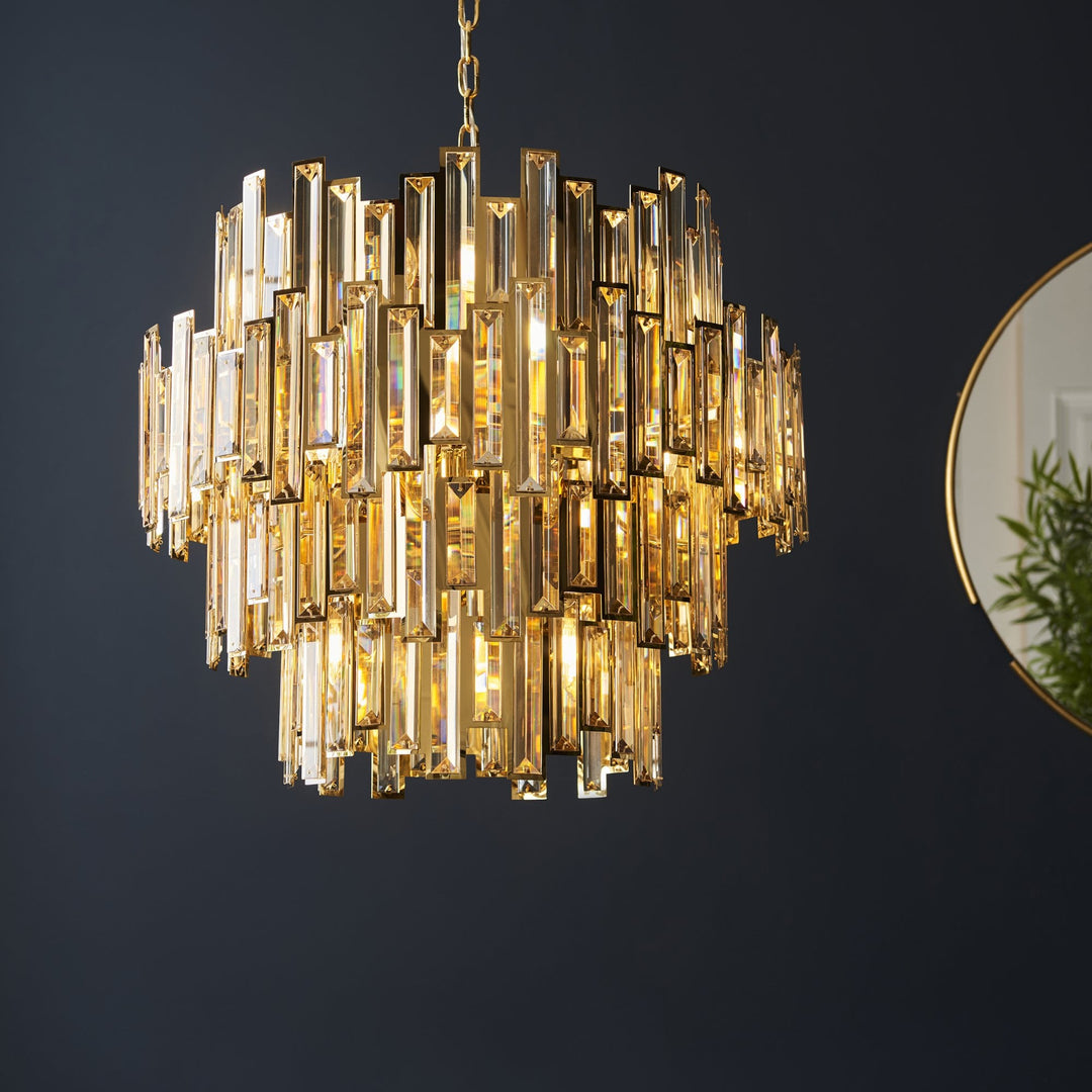 Endon 101663 | 15-Light LED Champagne Crystal Pendant | Gold Finish