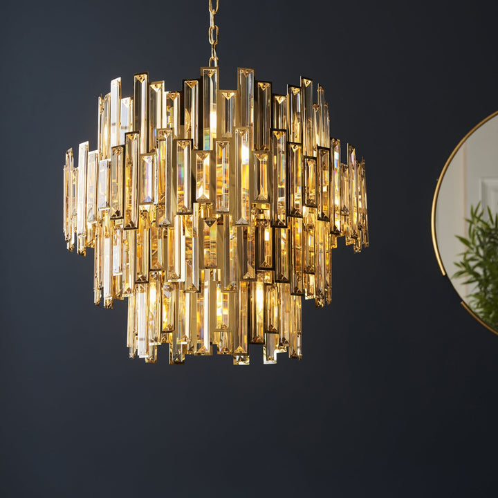 Endon 101663 | 15-Light LED Champagne Crystal Pendant | Gold Finish