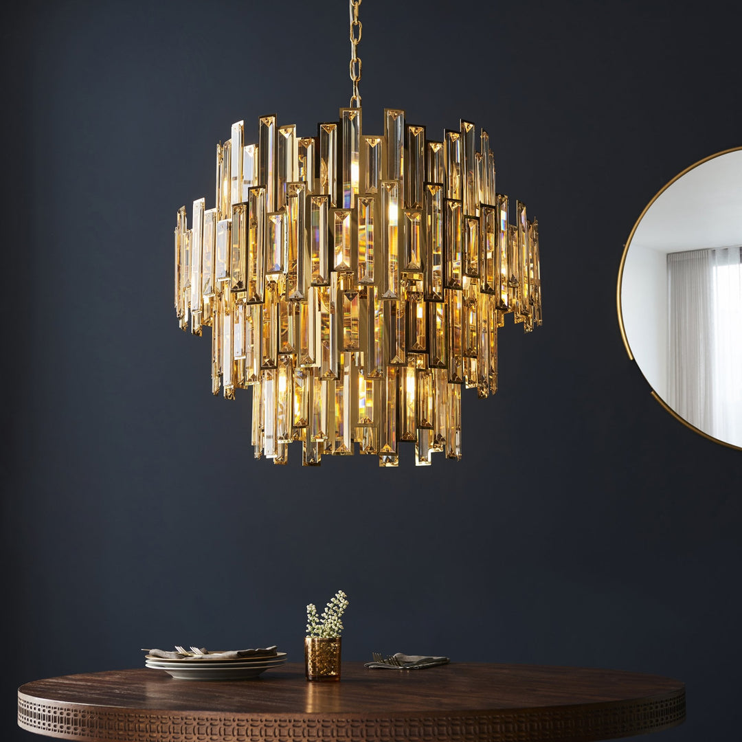 Endon 101663 | 15-Light LED Champagne Crystal Pendant | Gold Finish