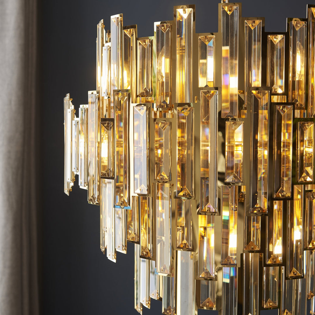 Endon 101663 | 15-Light LED Champagne Crystal Pendant | Gold Finish
