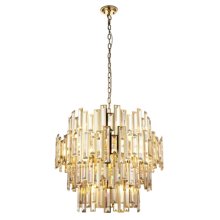 Endon 101663 | 15-Light LED Champagne Crystal Pendant | Gold Finish