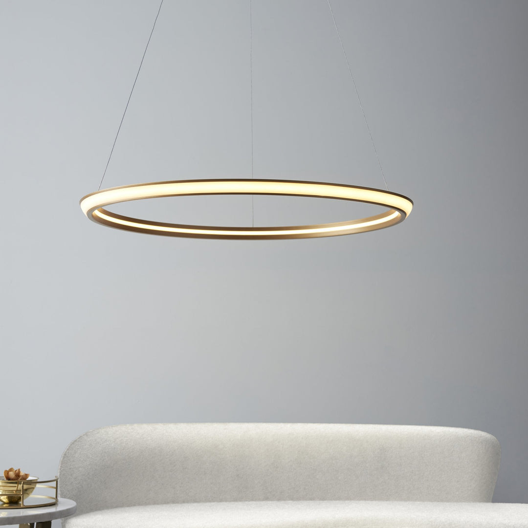 Nelson Lighting NL1402254 | Sleek LED Circular Pendant in Satin Gold