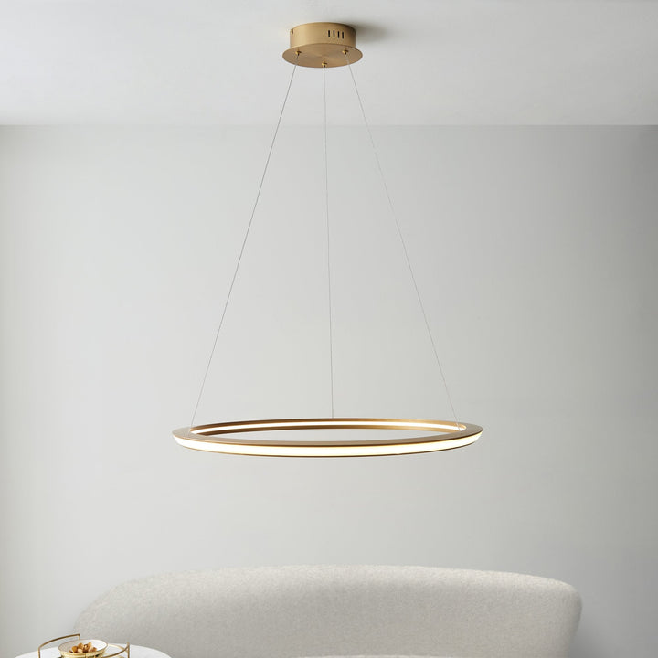 Nelson Lighting NL1402254 | Sleek LED Circular Pendant in Satin Gold