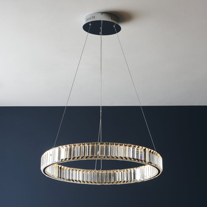 Nelson Lighting NL1402255 | Contemporary LED Pendant with Chrome and Crystals