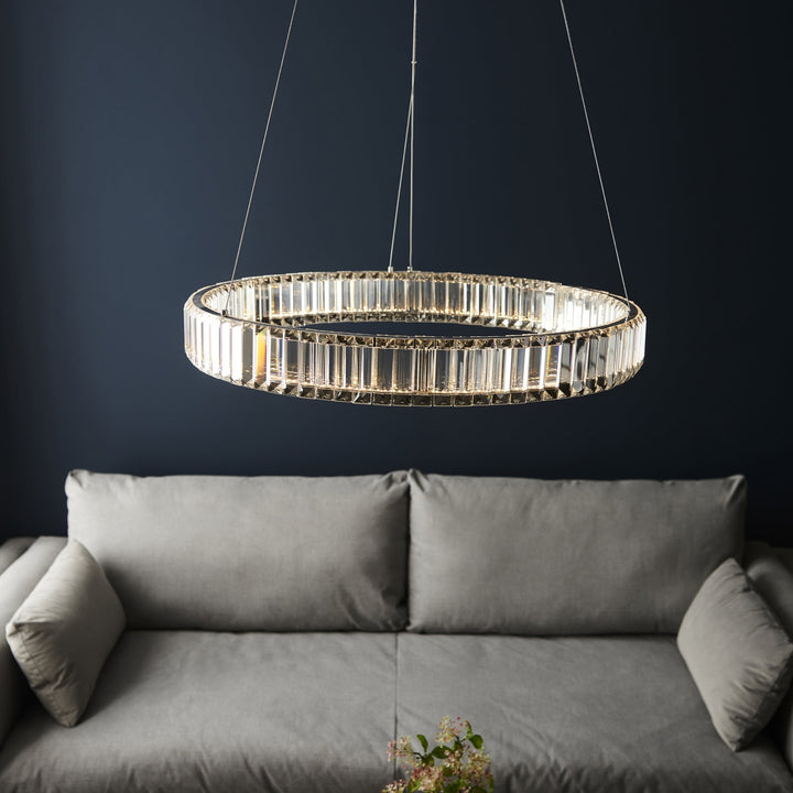 Nelson Lighting NL1402255 | Contemporary LED Pendant with Chrome and Crystals