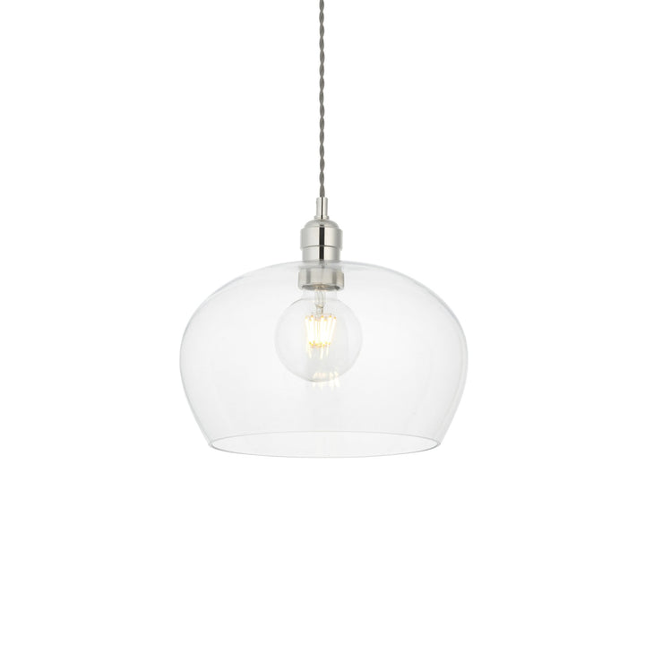 Nelson Lighting NL1402677 1 Light Pendant Bright Nickel Plate & Clear Glass