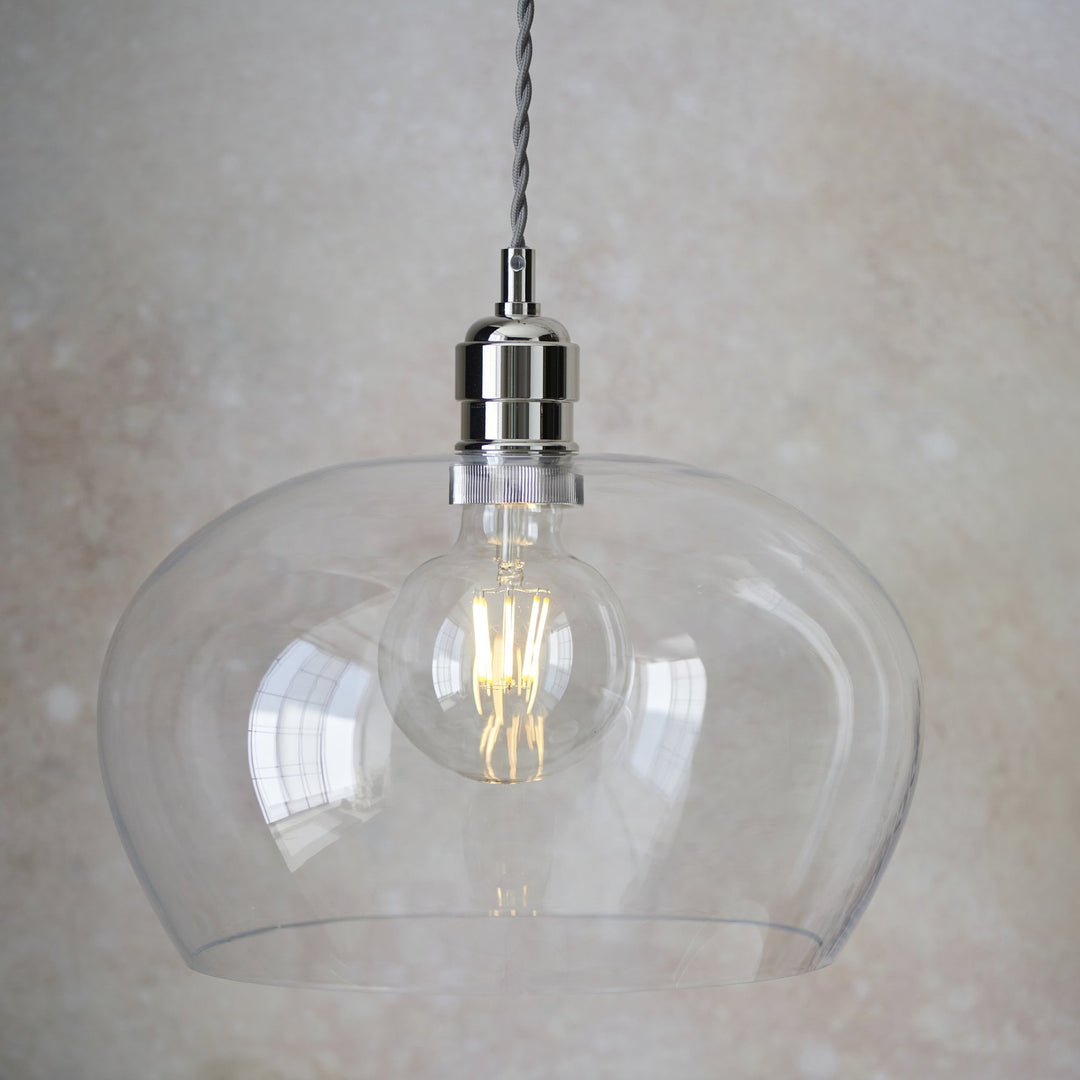 Nelson Lighting NL1402677 1 Light Pendant Bright Nickel Plate & Clear Glass