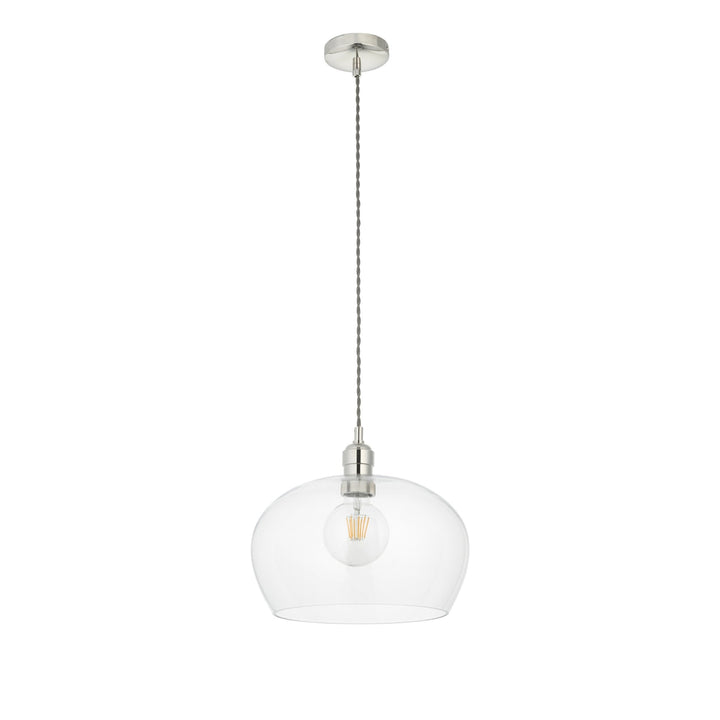 Nelson Lighting NL1402677 1 Light Pendant Bright Nickel Plate & Clear Glass