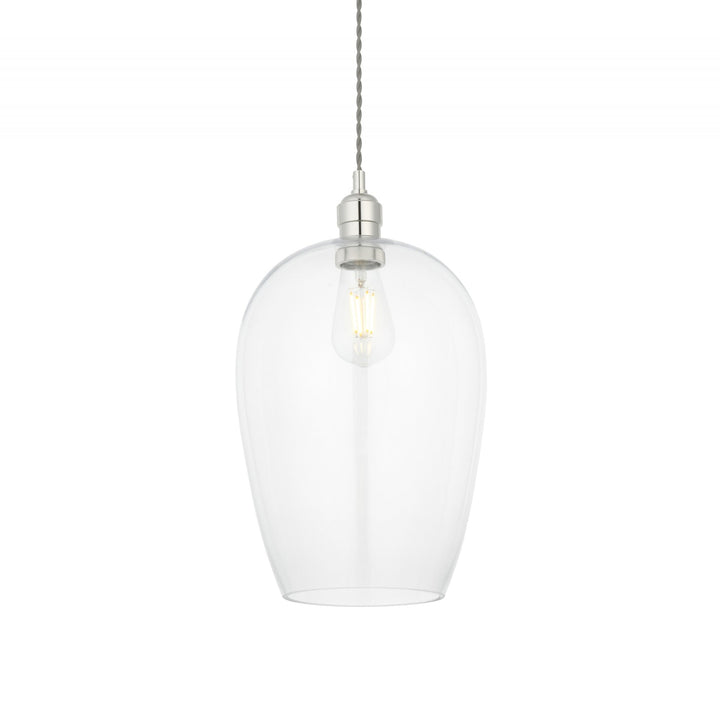 Nelson Lighting NL1402678 1 Light Pendant Bright Nickel Plate & Clear Glass