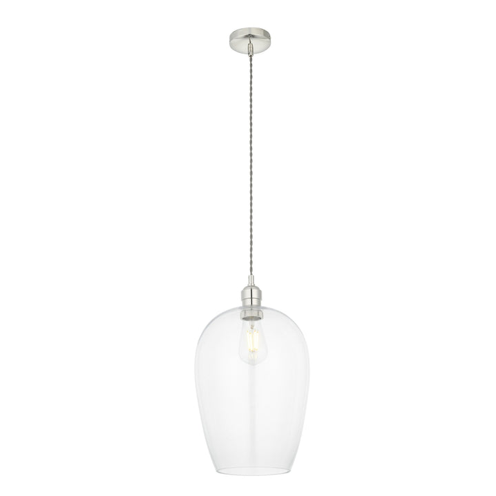 Nelson Lighting NL1402678 1 Light Pendant Bright Nickel Plate & Clear Glass