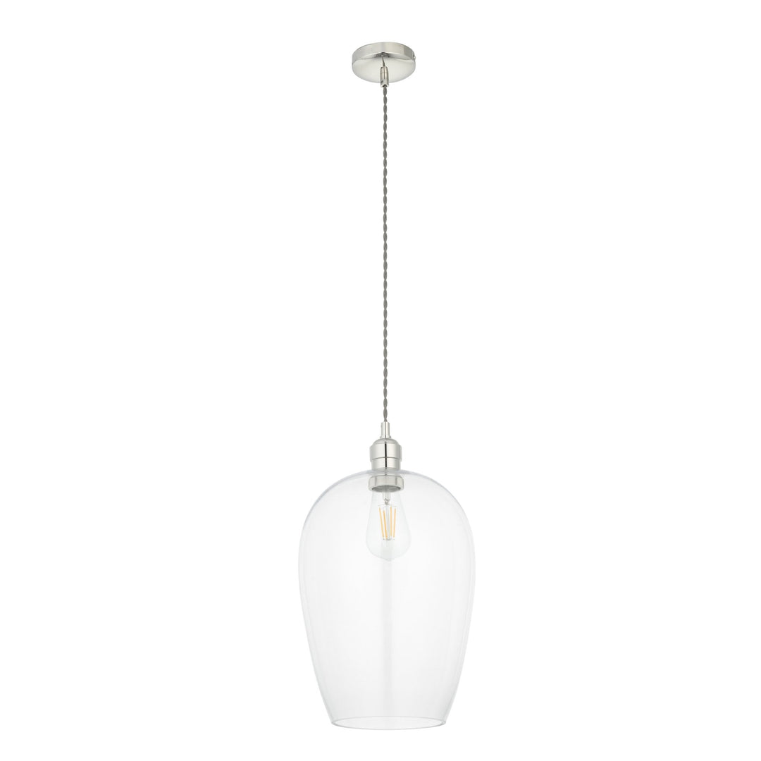 Nelson Lighting NL1402678 1 Light Pendant Bright Nickel Plate & Clear Glass