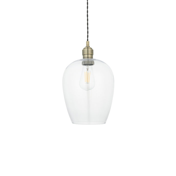 Nelson Lighting NL1402679 1 Light Pendant Antique Brass Plate & Clear Glass