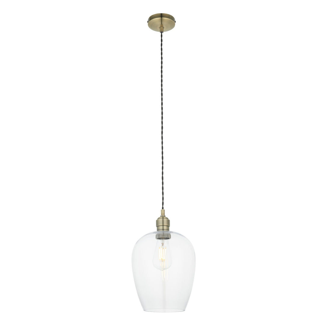 Nelson Lighting NL1402679 1 Light Pendant Antique Brass Plate & Clear Glass