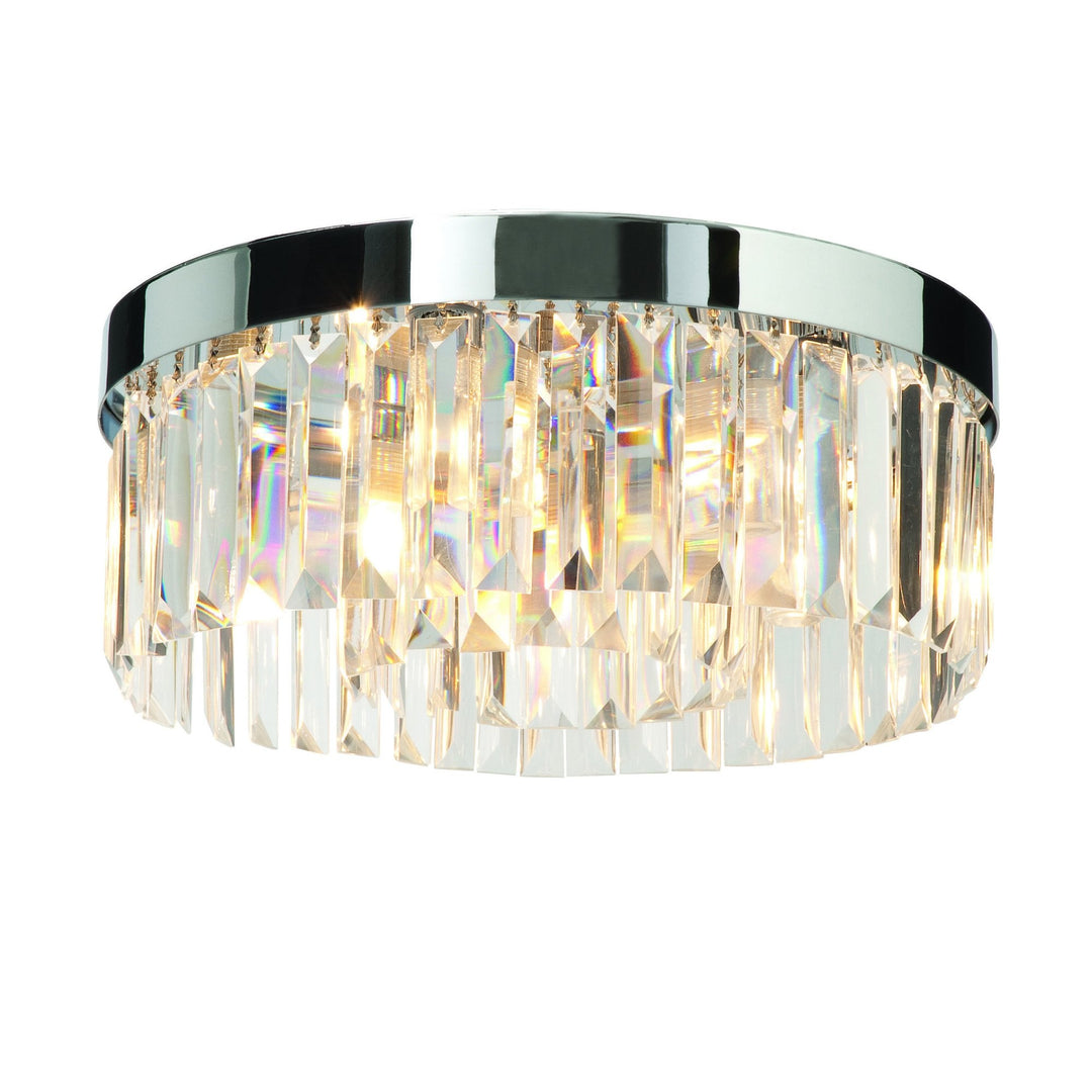 Endon 91811 Shimmer Bathroom 5 Light Flush Ceiling Light Chrome Plate & Clear Crystal
