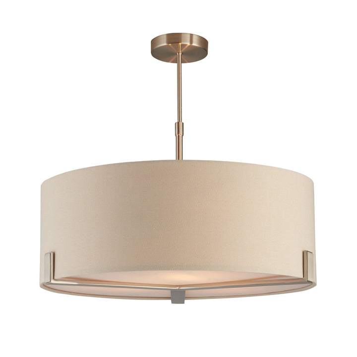 Endon 95834 Hayfield 3 Light Pendant Satin Nickel Plate & Grey Fabric