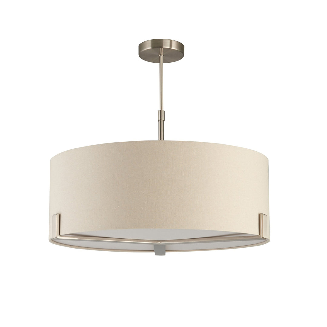 Endon 95834 Hayfield 3 Light Pendant Satin Nickel Plate & Grey Fabric