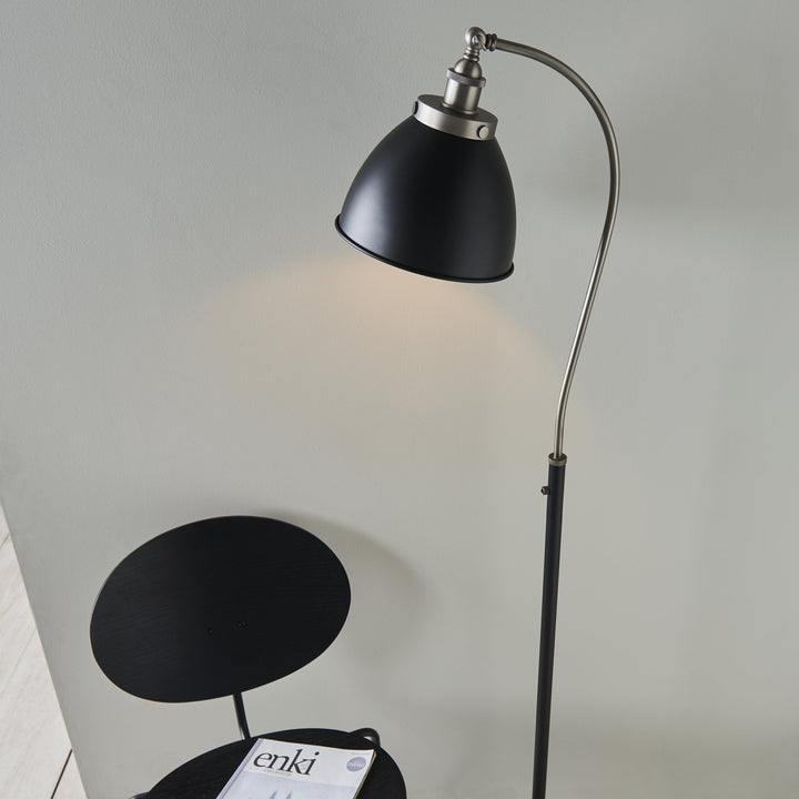 Endon 98753 Franklin 1 Light Floor Lamp Aged Pewter Plate & Matt Black Paint