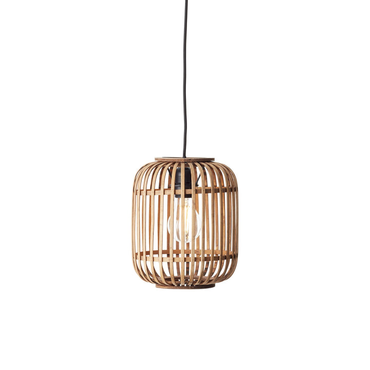 Endon 101777 Mathias 1 Light Pendant Natural Bamboo, Plywood & Matt Black Paint