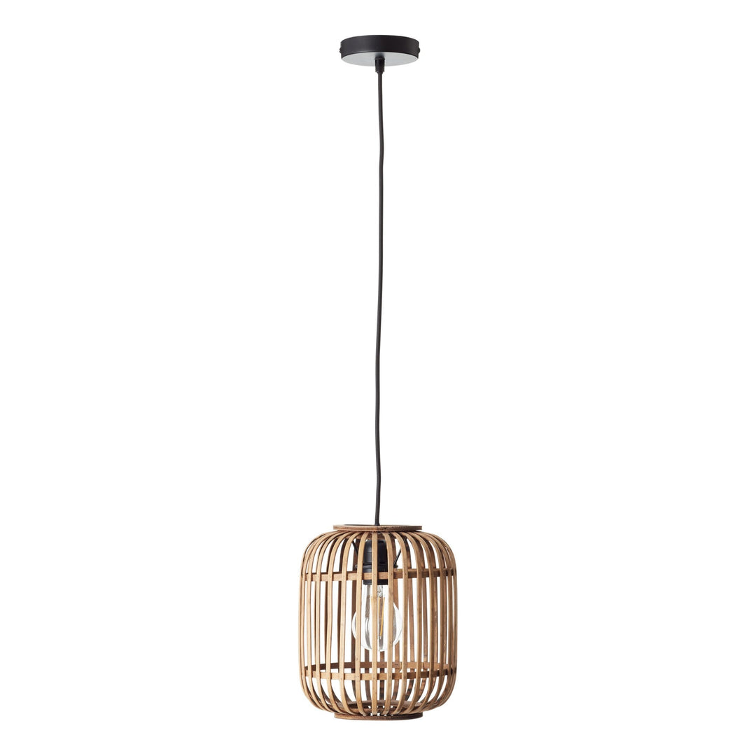 Endon 101777 Mathias 1 Light Pendant Natural Bamboo, Plywood & Matt Black Paint