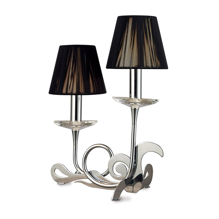 Mantra M0382 Acanto Table Lamp 2 Light E14 Polished Chrome Black Shades