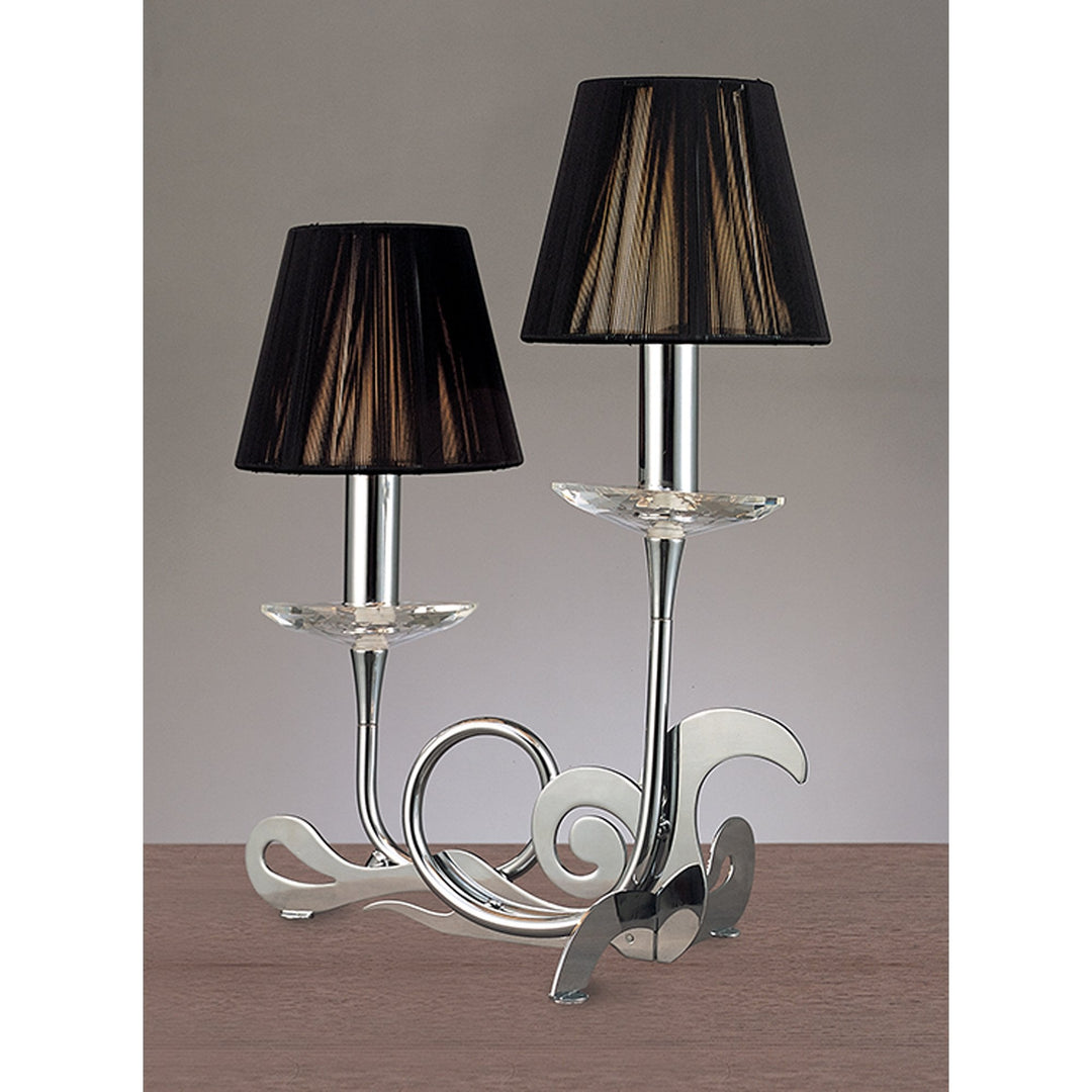 Mantra M0382 Acanto Table Lamp 2 Light E14 Polished Chrome Black Shades