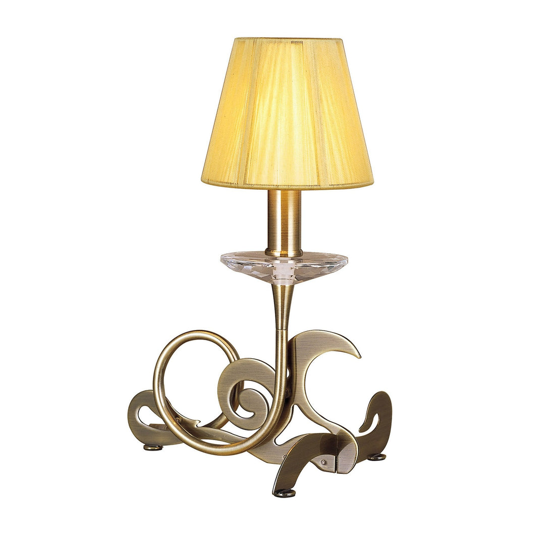 Mantra M0381AB Acanto Table Lamp 1 Light E14 Antique Brass Amber Cream Shade