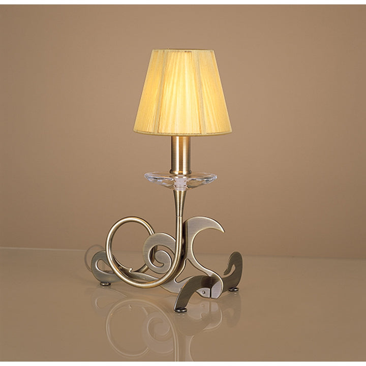 Mantra M0381AB Acanto Table Lamp 1 Light E14 Antique Brass Amber Cream Shade