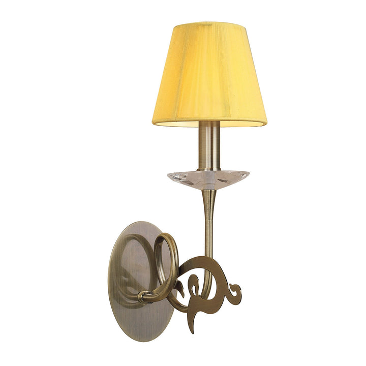 Mantra M0379AB/S Acanto Wall Lamp Switched 1 Light E14 Antique Brass Amber Cream Shade