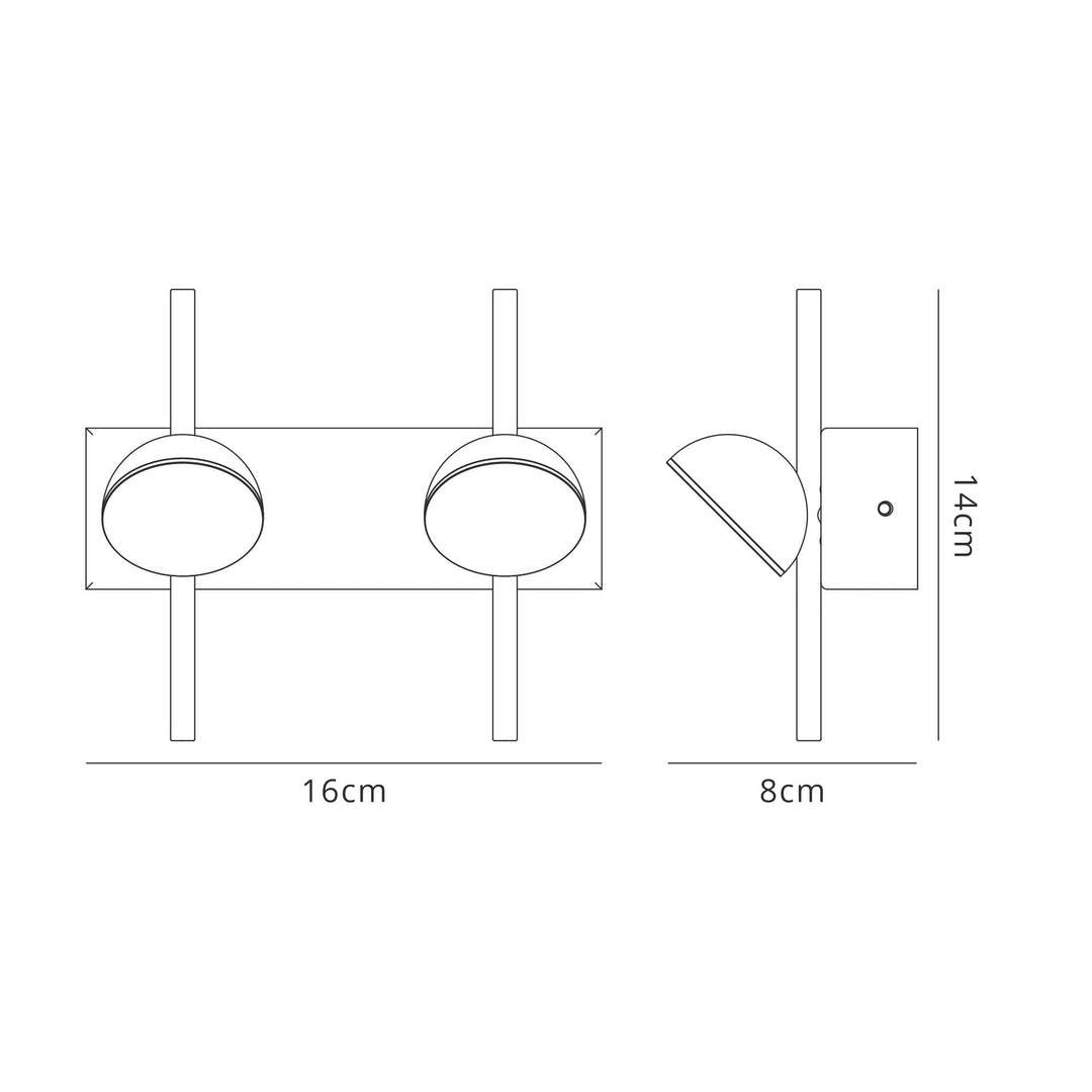 Mantra M6420 Adn 2 Light Wall Lamp 6W LED Black