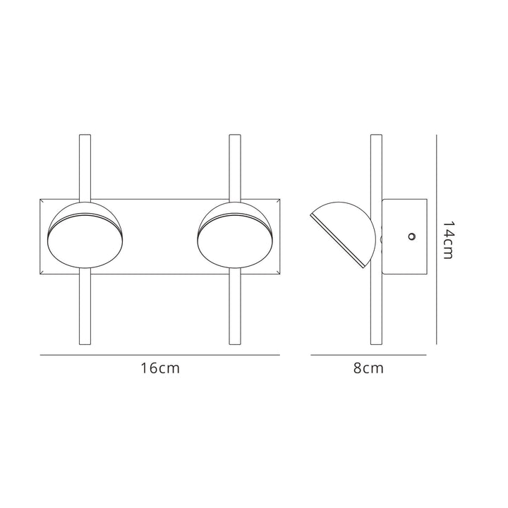 Mantra M6420 Adn 2 Light Wall Lamp 6W LED Black