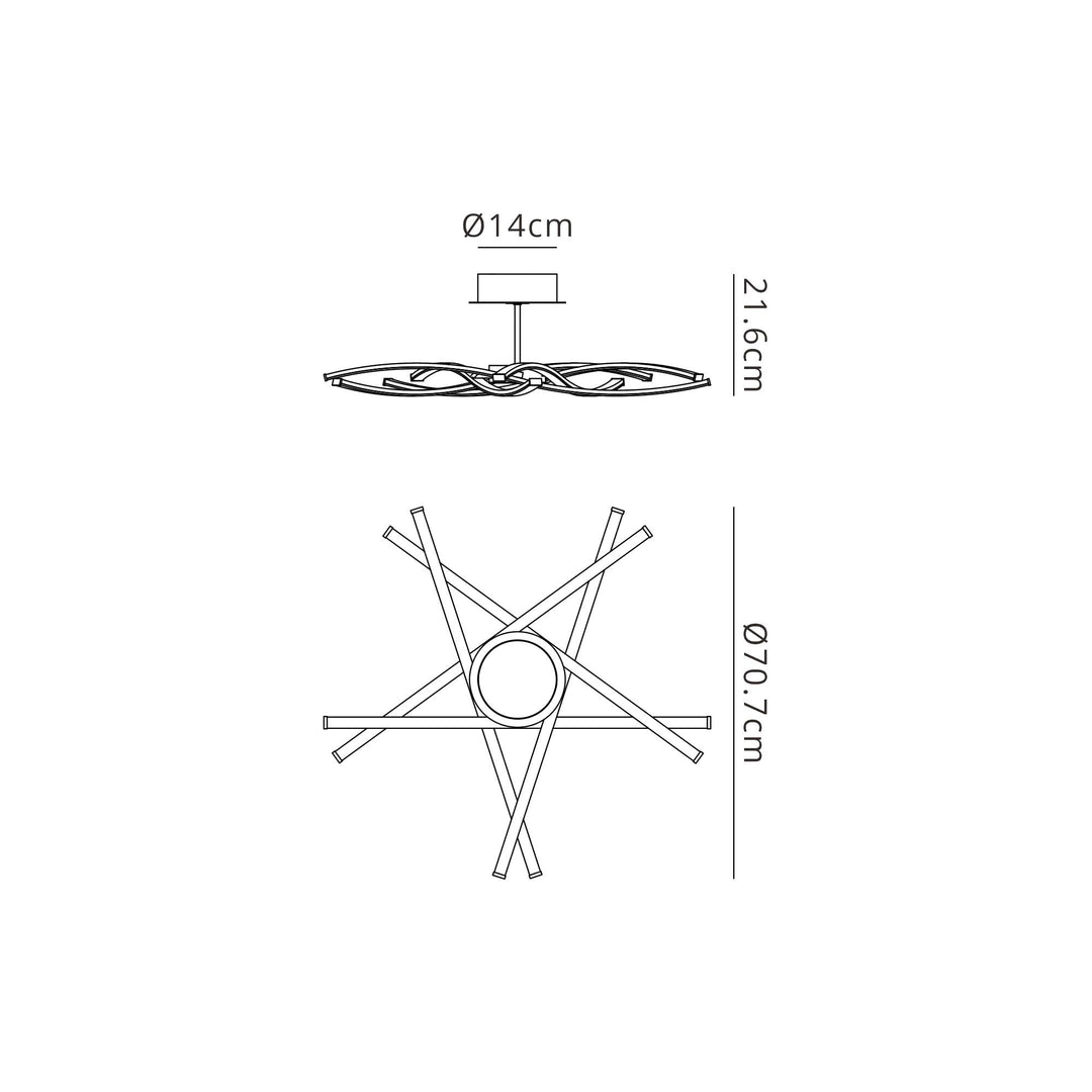 Mantra M6030 Aire Semi Flush 42W LED Silver/Frosted Acrylic/Polished Chrome