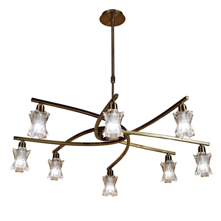 Mantra M8605AB/1 Alaska Pendant Convertible To Semi Flush 8 Light Antique Brass