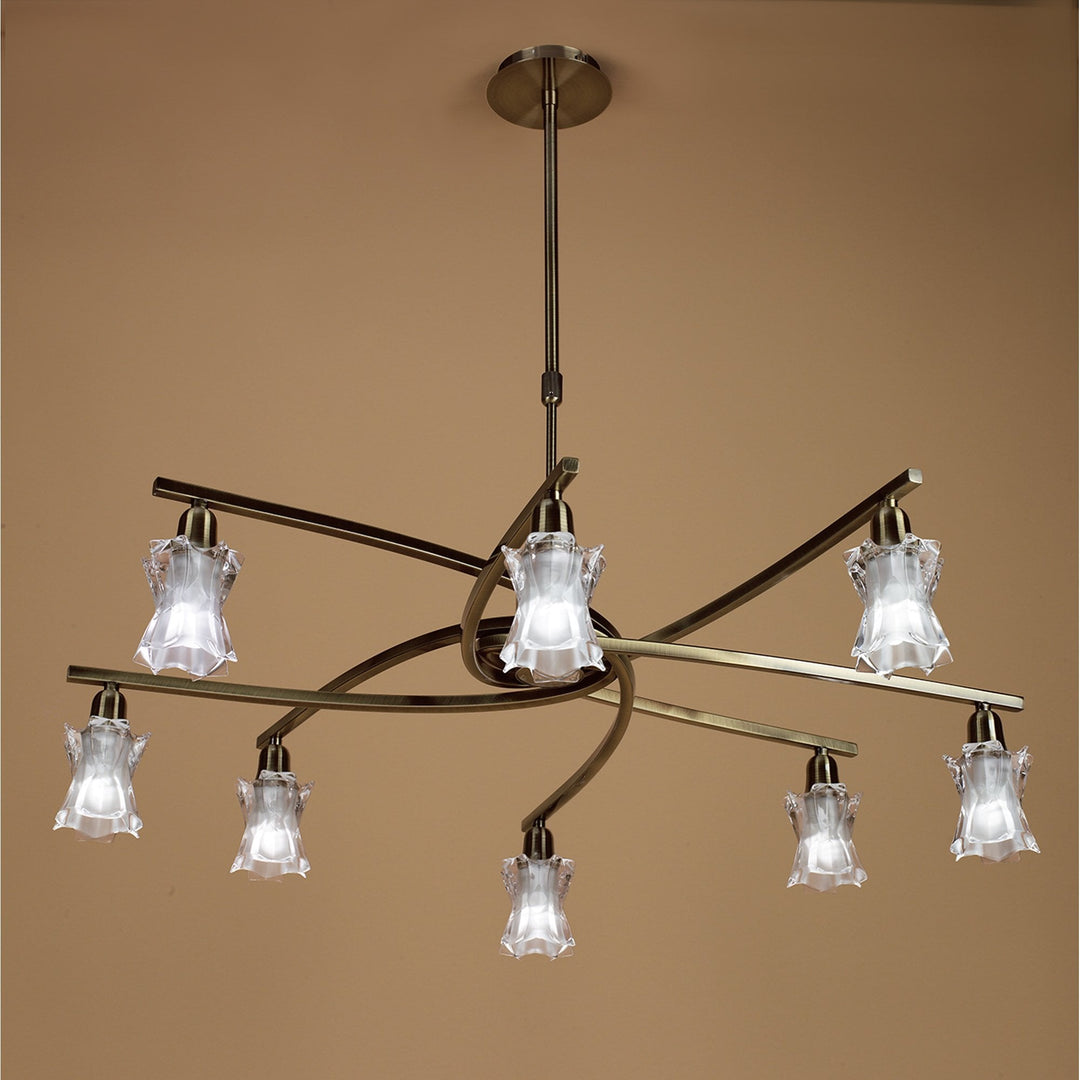 Mantra M8605AB/1 Alaska Pendant Convertible To Semi Flush 8 Light Antique Brass