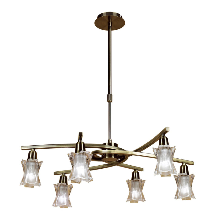 Mantra M8606AB/1 Alaska Pendant Convertible To Semi Flush 6 Light Antique Brass